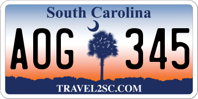 SC license plate AOG345