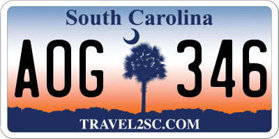 SC license plate AOG346