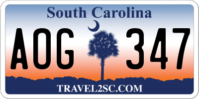 SC license plate AOG347