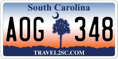 SC license plate AOG348