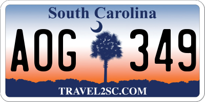 SC license plate AOG349