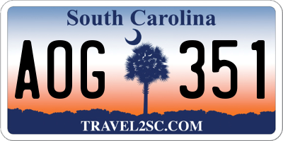 SC license plate AOG351
