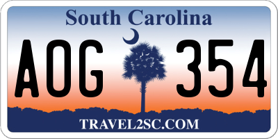 SC license plate AOG354