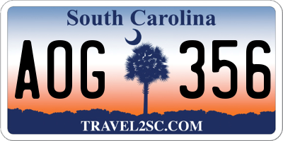SC license plate AOG356
