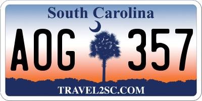 SC license plate AOG357