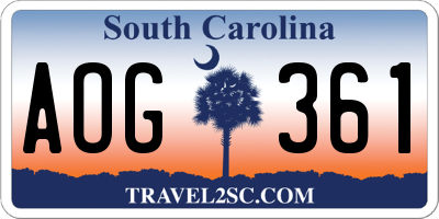 SC license plate AOG361