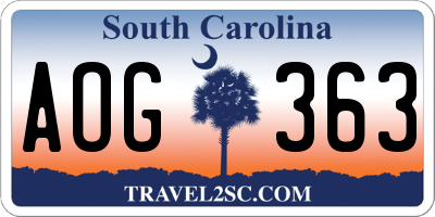 SC license plate AOG363