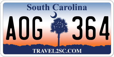 SC license plate AOG364