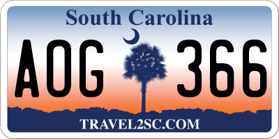 SC license plate AOG366
