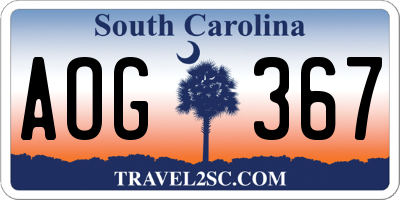 SC license plate AOG367