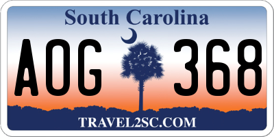 SC license plate AOG368
