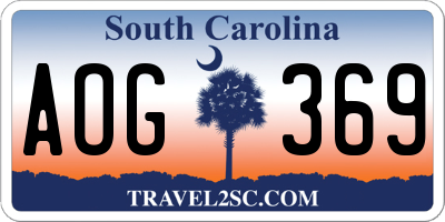 SC license plate AOG369