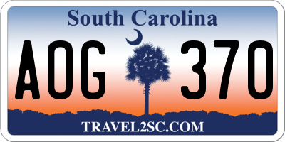 SC license plate AOG370