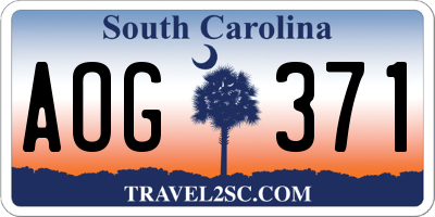 SC license plate AOG371