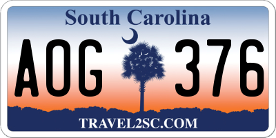 SC license plate AOG376