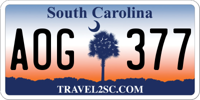 SC license plate AOG377