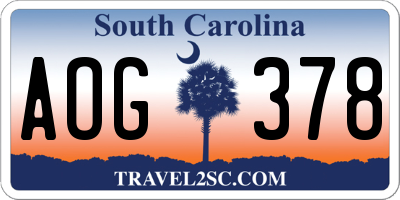SC license plate AOG378