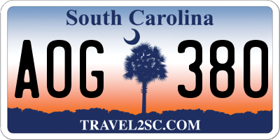 SC license plate AOG380