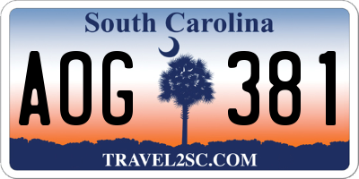 SC license plate AOG381