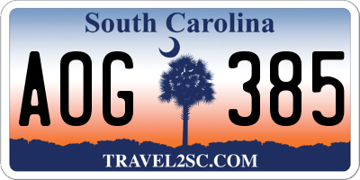 SC license plate AOG385
