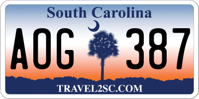 SC license plate AOG387