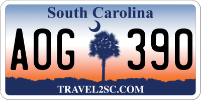 SC license plate AOG390