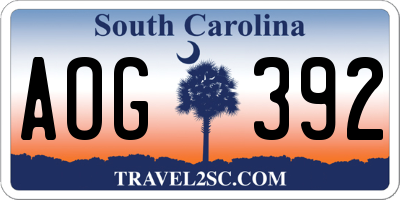 SC license plate AOG392