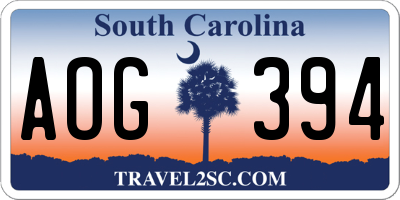 SC license plate AOG394