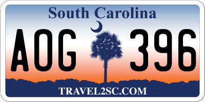SC license plate AOG396