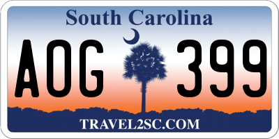 SC license plate AOG399