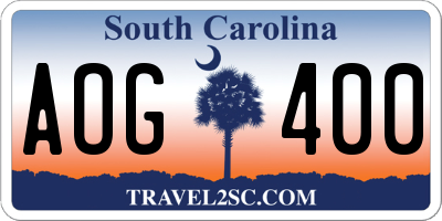 SC license plate AOG400