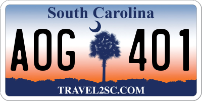 SC license plate AOG401