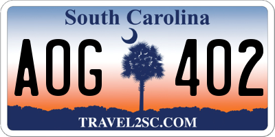 SC license plate AOG402