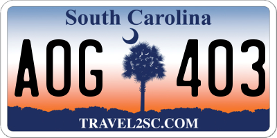 SC license plate AOG403