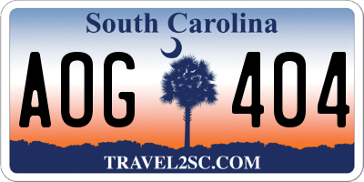 SC license plate AOG404