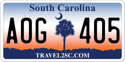 SC license plate AOG405