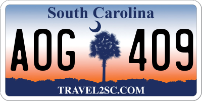 SC license plate AOG409