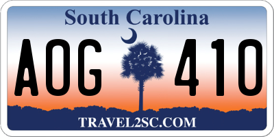 SC license plate AOG410