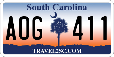 SC license plate AOG411