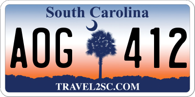 SC license plate AOG412