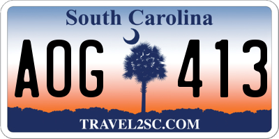 SC license plate AOG413