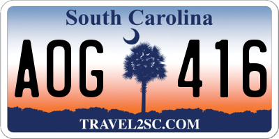 SC license plate AOG416