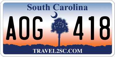SC license plate AOG418