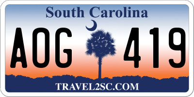 SC license plate AOG419