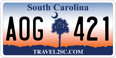 SC license plate AOG421
