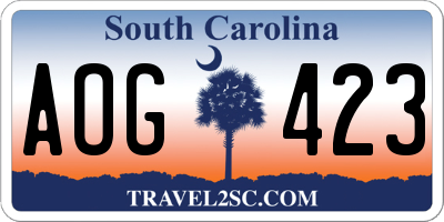 SC license plate AOG423