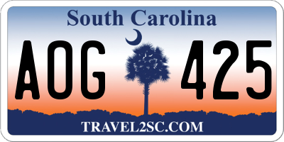 SC license plate AOG425