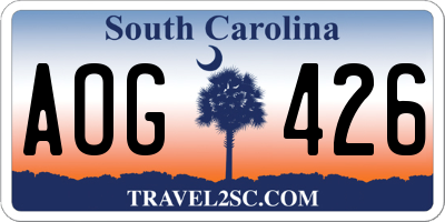 SC license plate AOG426