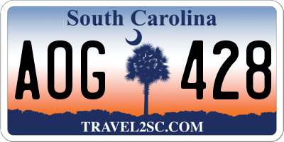 SC license plate AOG428