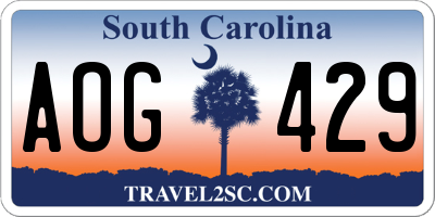 SC license plate AOG429